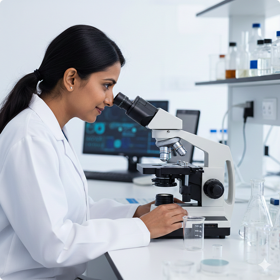 Laboratory Scientist using a microscope
